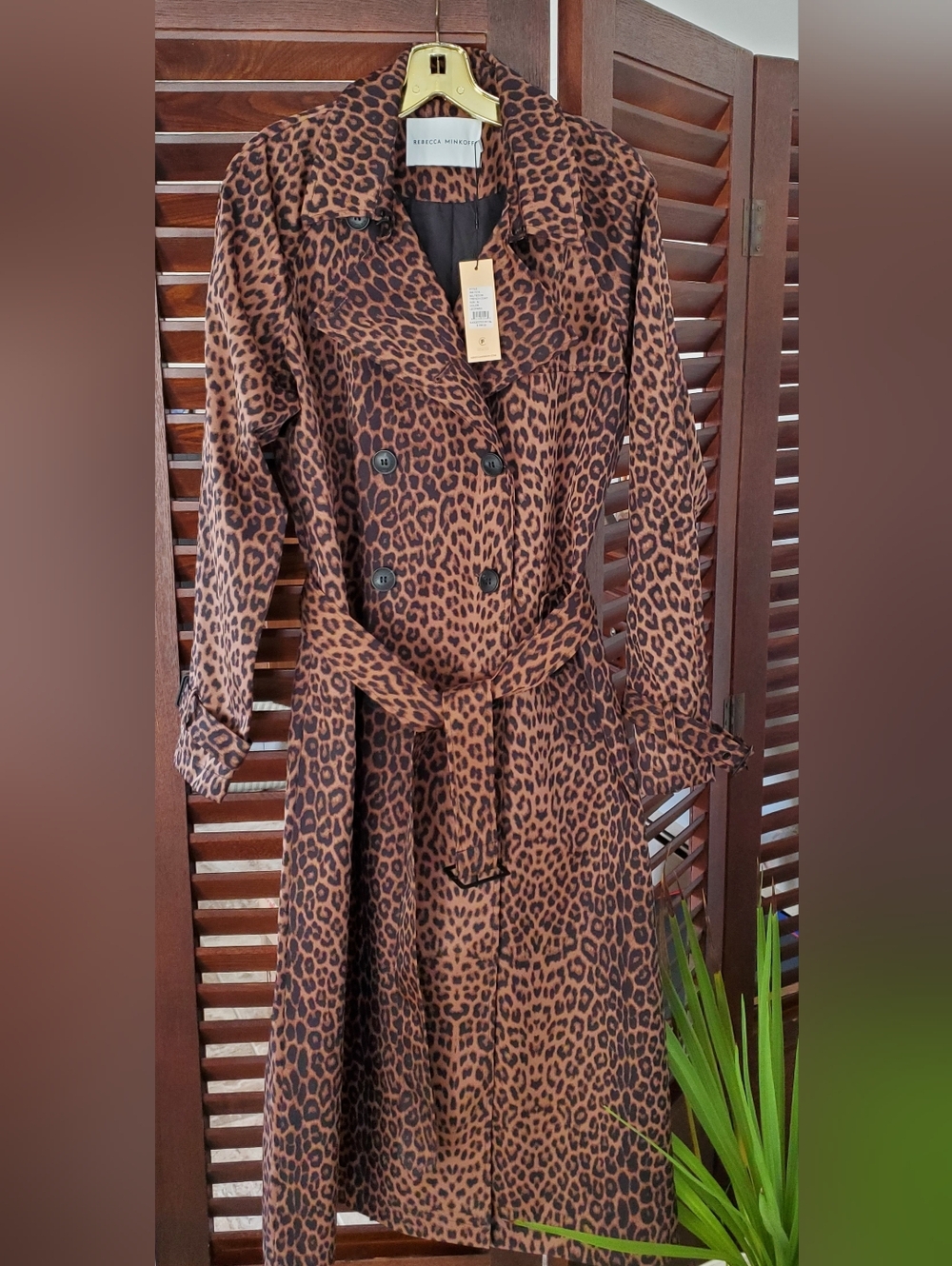 NWT Rebecca Minkoff Brown & Black Leopard Print Lined Trench